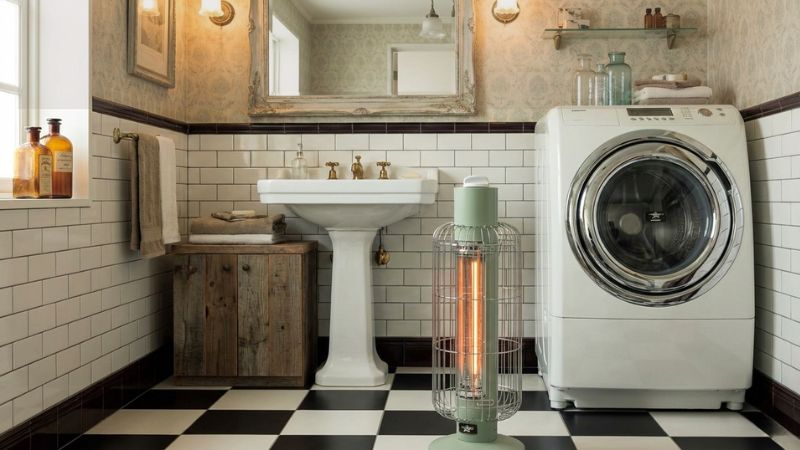 アラジングラファイトヒーターを脱衣所に置いているイメージ